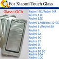 10 unids/lote para Xiaomi Redmi 14C 14R 13C 12C 10 10C 9 9A 9C 9i 8A 8 12 5G Panel de pantalla táctil lente de cristal exterior frontal con OCA