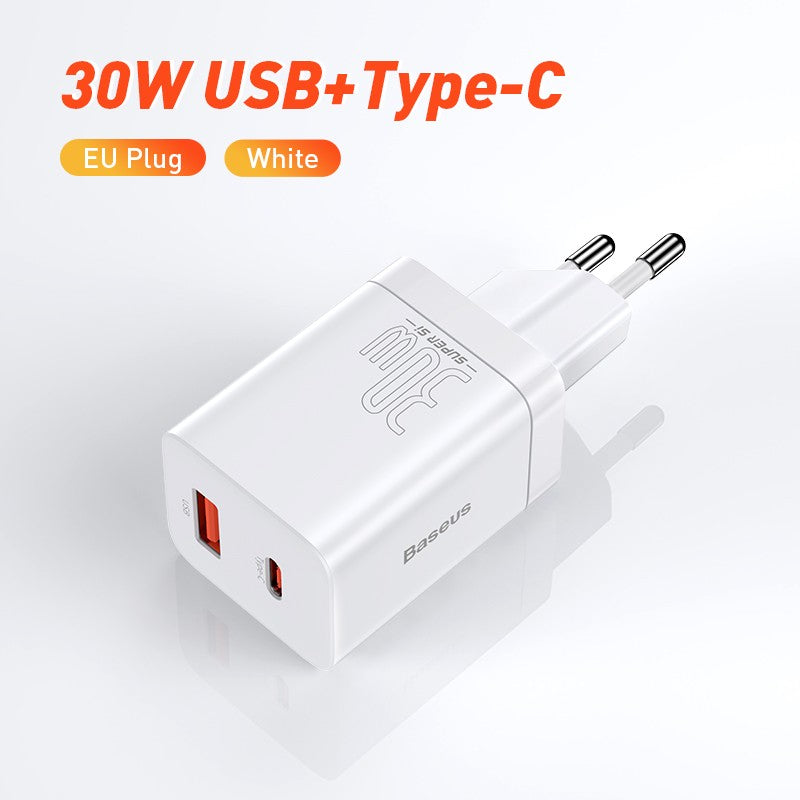 Baseus Super Si 30W USB C adaptador de cargador para iPhone 14 13 12 Pro Max iPad tipo C QC 3,0 PD carga rápida para Xiaomi cargador rápido
