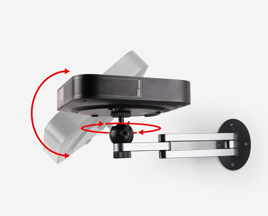 Soporte de Pared Plegable para Proyector, Soporte de Aleación de Aluminio Resistente, Brazo Plegable Ajustable con Rosca de 1/4'' y Cabezal de Bola
