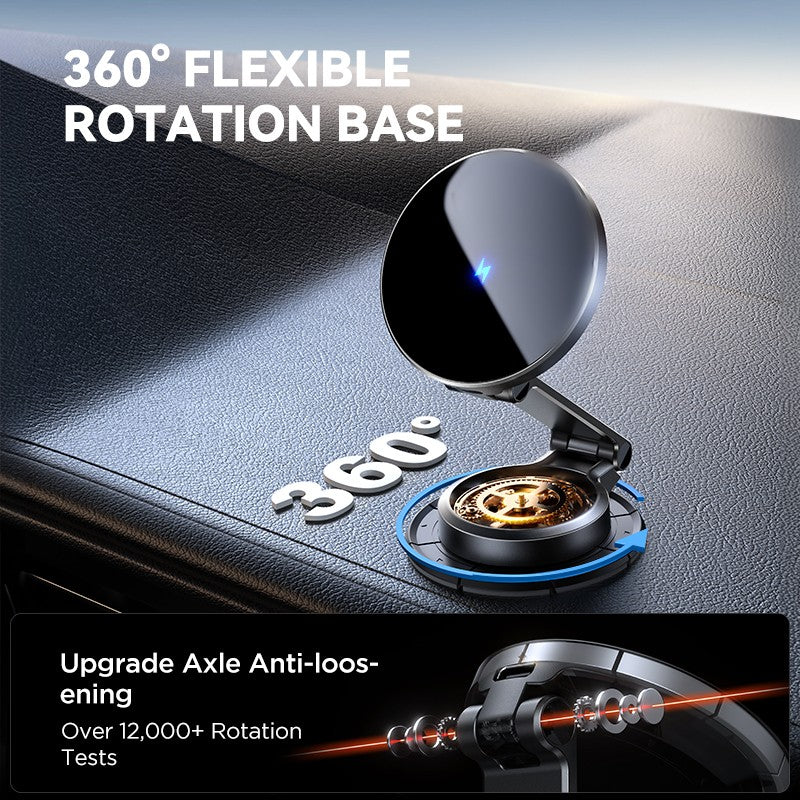 Joyroom Soporte magnético para automóvil N55 Imán fuerte 15W Carga inalámbrica 360 °   Cargador de coche plegable del tenedor del teléfono de la rotación para el iPhone 16