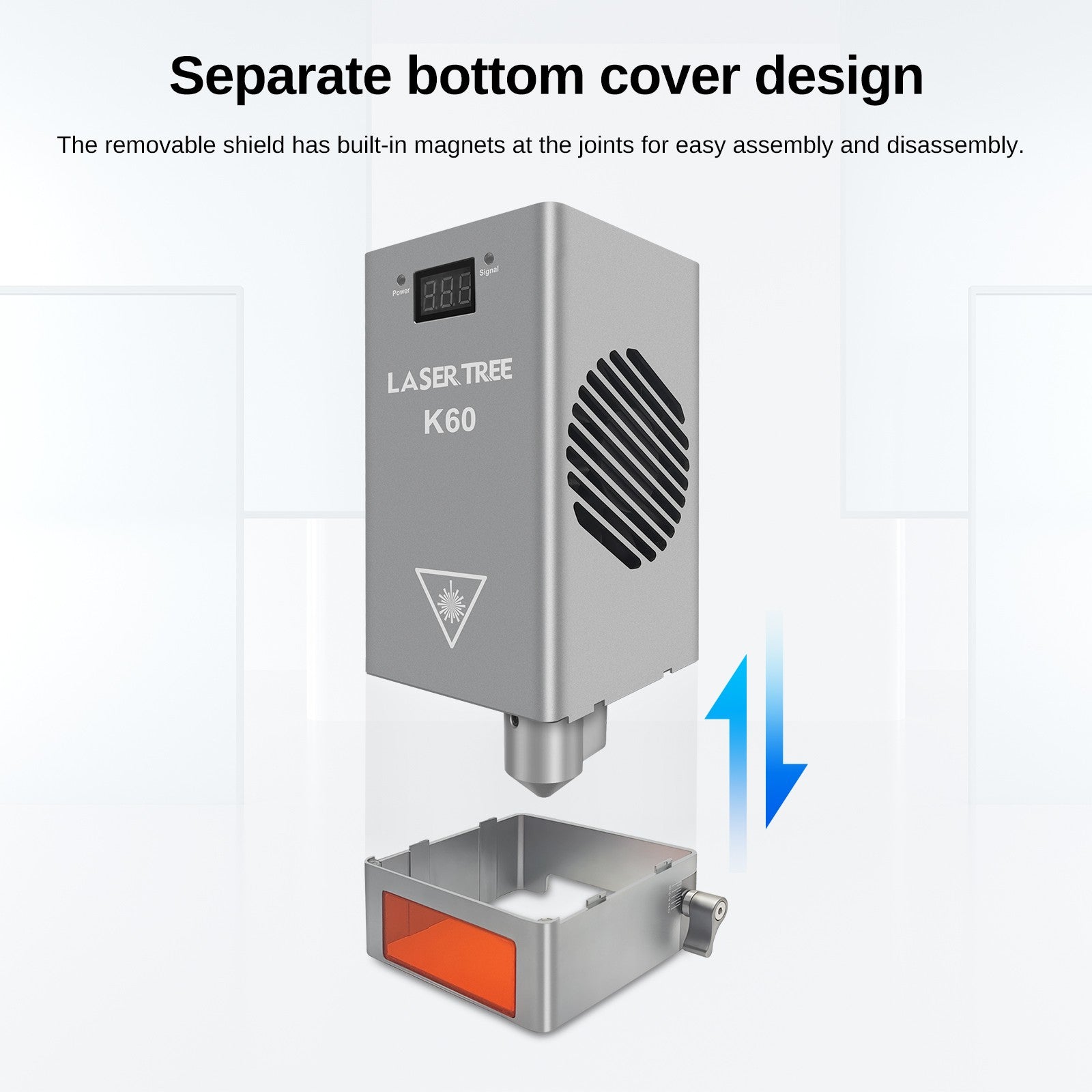 Árbol láser K60 de potencia óptica, cabezal láser de 60W, módulo de potencia ajustable de 20W/40W para grabado láser CNC, herramientas de corte de carpintería DIY