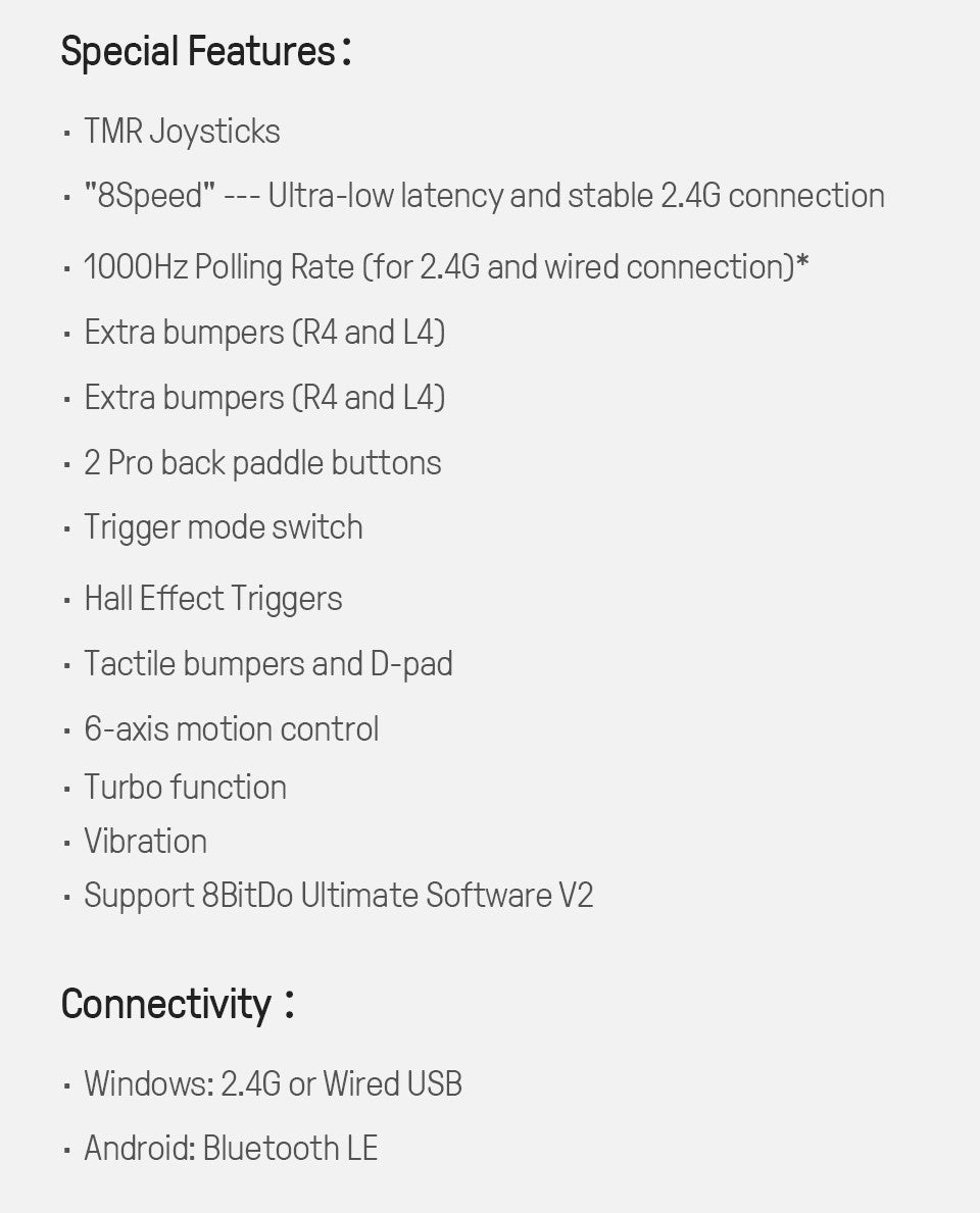 Nuevo Control Inalámbrico 8BitDo Ultimate 2 con Joystick TMR, Gatillos con Efecto Hall, Base de Carga, BT 2.4G para Windows 10, 11, Android y Steam