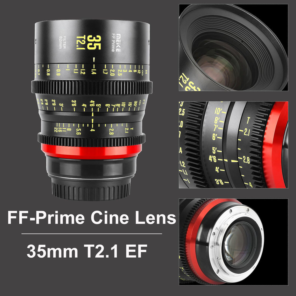 Lente Cine Meike Prime 35/50/85/105/135mm T2.1 para sistemas de cámaras de cine FF, como Canon C700 C500II, Sony VENICE, Sony FX3 FX6