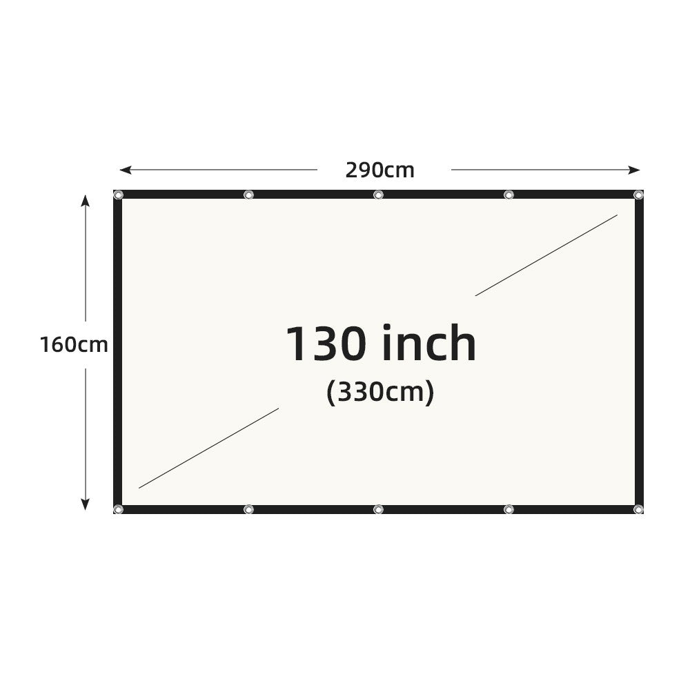 VEIDADZ Pantalla de proyector Rejilla blanca Anti-luz Ángulo de visión de 160 ° 60 72 84 100 120 130 pulgadas Borde negro Gancho de metal Pantalla reflectante