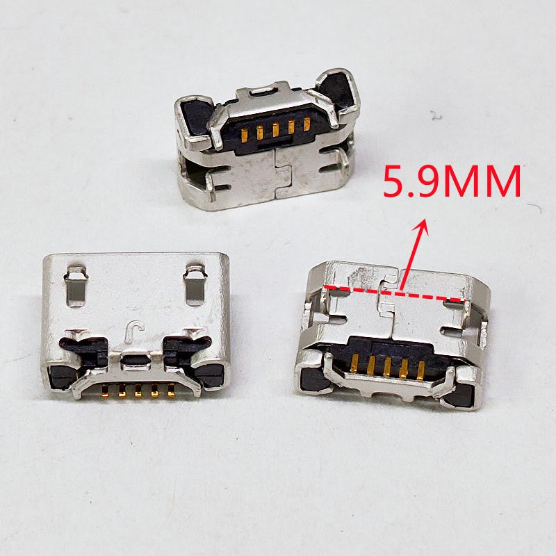 100 Uds Micro USB mini conector 5pin 5,9mm 6,4mm 7,2mm aguja corta 5P DIP2 puerto de datos puerto de carga para enchufe final móvil puerto V8
