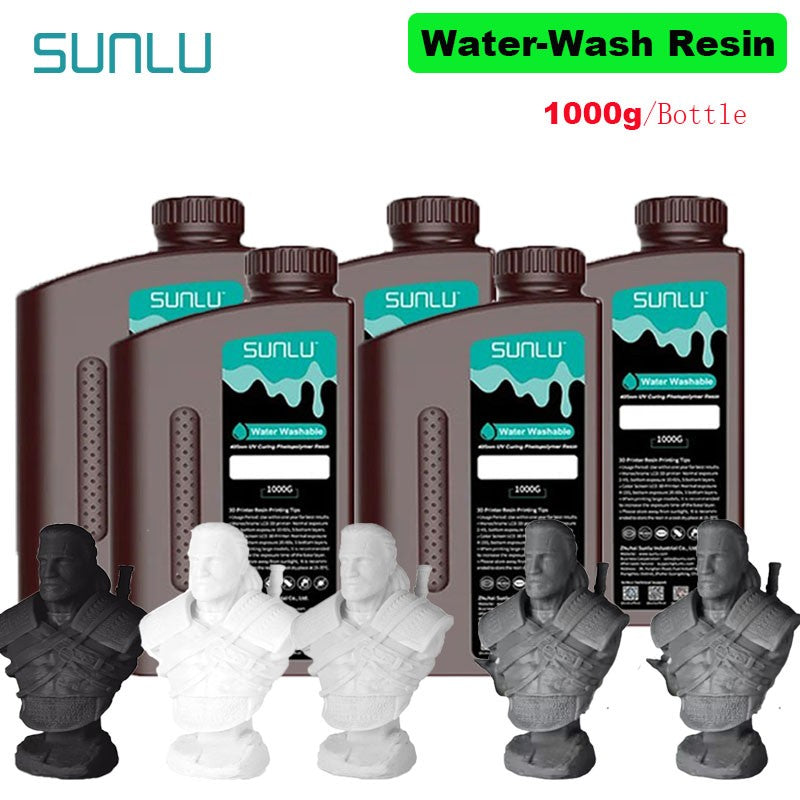 SUNLU 5KG lavado con agua ABS/resina de lavado con agua 395-405nm resina fotopolímero de curado UV resina de curado rápido para impresora 3D LCD DLP SLA