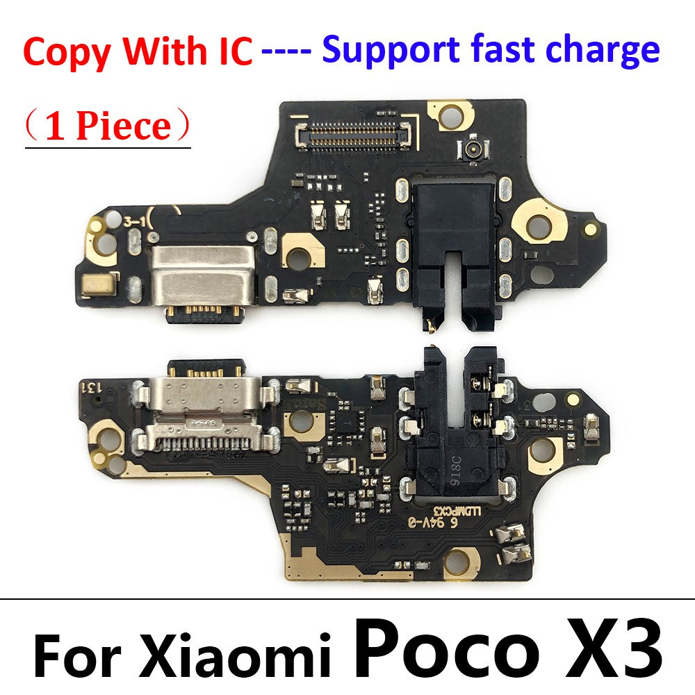Placa de puerto de carga USB, conector de Cable flexible para Xiaomi Poco X3 M4 Pro M3 Redmi Note 7 8 8T 9S 9 10 10s 11 Pro 4G 5G, micrófono
