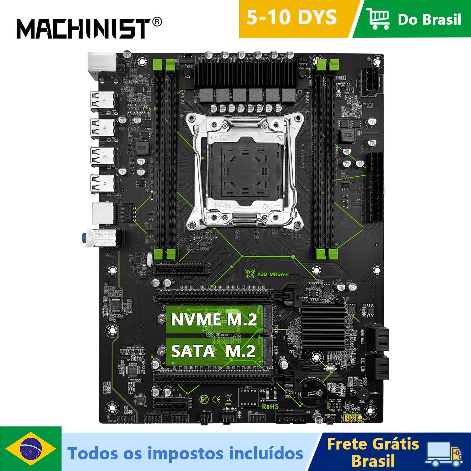 MACHINIST X99 MR9A-H placa base ATX compatible con LGA 2011-3 Xeon E5 V3 V4 procesador de CPU DDR4 memoria RAM ATX NVME/SATA M.2