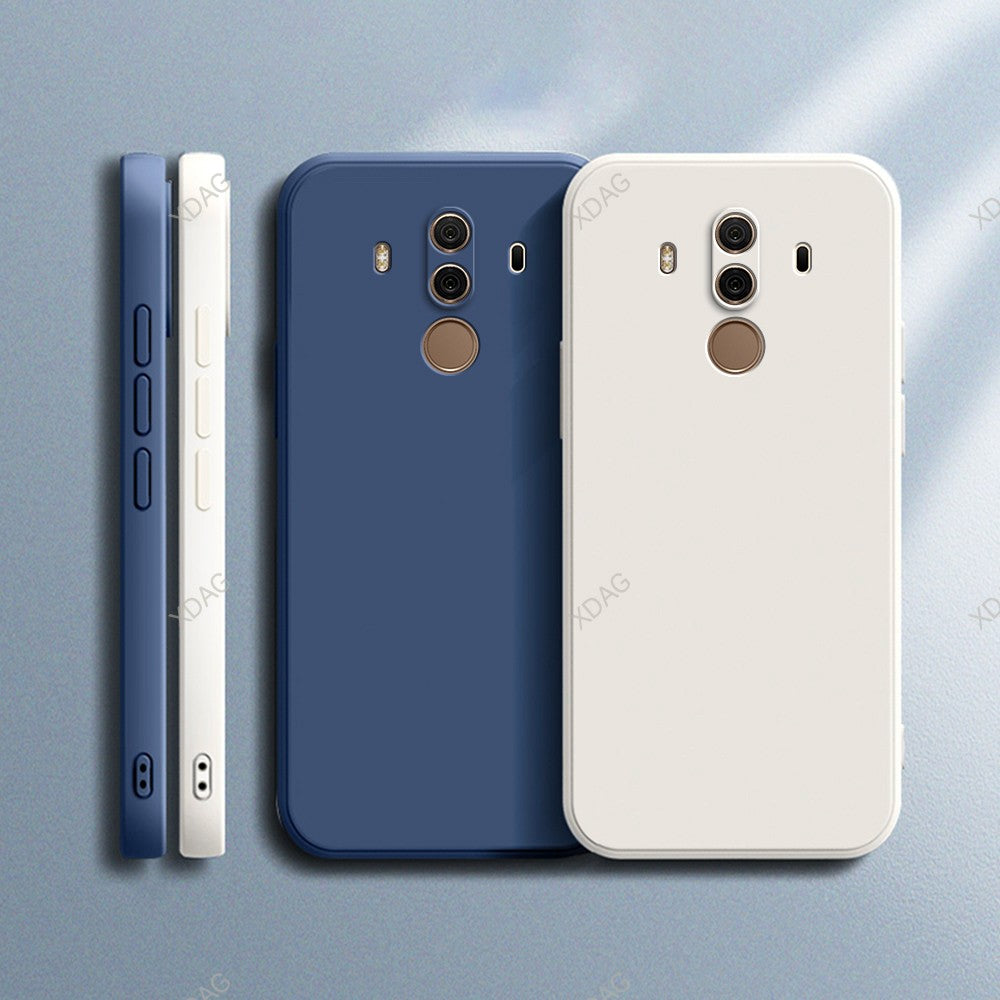 Funda de teléfono oficial de silicona líquida para Huawei Mate10 Mate 10 Pro 10Pro, cubiertas de protección de cámara de Color sólido cuadrado suave para parejas
