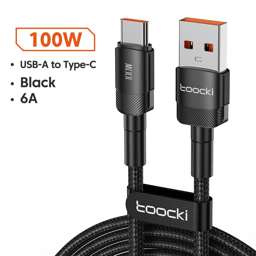 Toocki 100W Cable USB C carga súper rápida 1M 2M Cable cargador tipo C para Huawei Honor Samsung Xiaomi USBC Cable de carga de datos