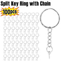 Anillos de llavero Llavero de metal en blanco Llavero dividido con 100 piezas de anillos de salto y 100 piezas de alfileres de ojo de tornillo para organizar llaves de joyería