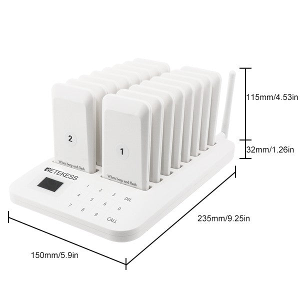 RETEKESS TD157 Sistema de Llamada Inalámbrico para Restaurantes, Localizadores de Mesa, Receptores de Señal Sonora para Food Trucks, Restaurantes de Comida Rápida, Cafeterías y Bares