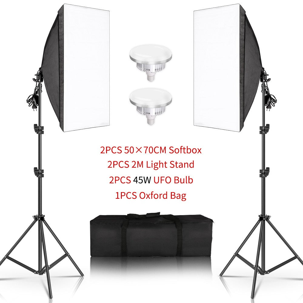 SH Softbox de fotografía profesional con enchufe E27, Kit de iluminación de caja suave para retratos de estudio fotográfico y grabación de vídeo