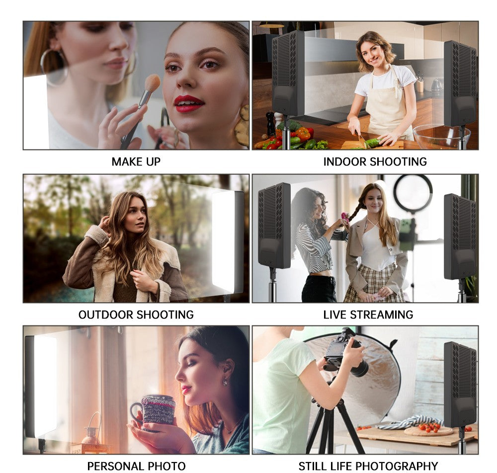 Luz LED de Video SH de 24'' y 90W, Panel de Iluminación Regulable para Fotografía, Selfies, Estudio Fotográfico, Transmisión en Vivo, Lámpara de Relleno con Trípode