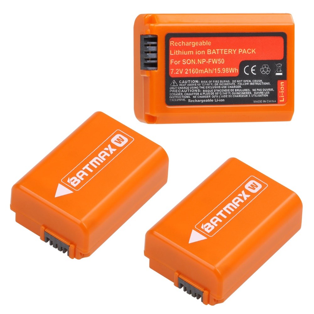 Batería Batmax 2160mAh NP-FW50 NPFW50 + nuevo cargador Dual LED para Sony ZVE10 a6500 a6300 a6000 a5000 a3000 NEX-3 a7R a7S NEX-7