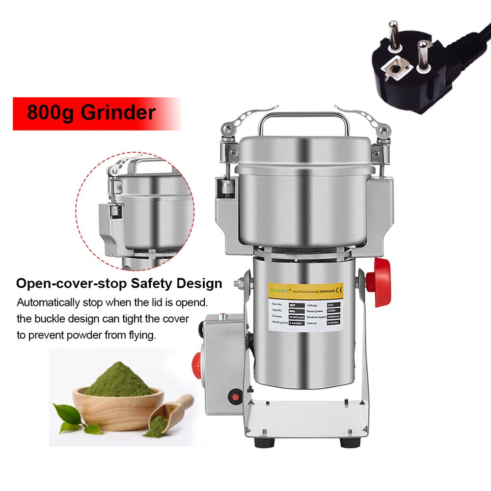 BioloMix 800g 700g Molino triturador de granos, especias, hierbas, cereales, café y alimentos secos, máquina de molienda, molino de harina, trituradora de polvo