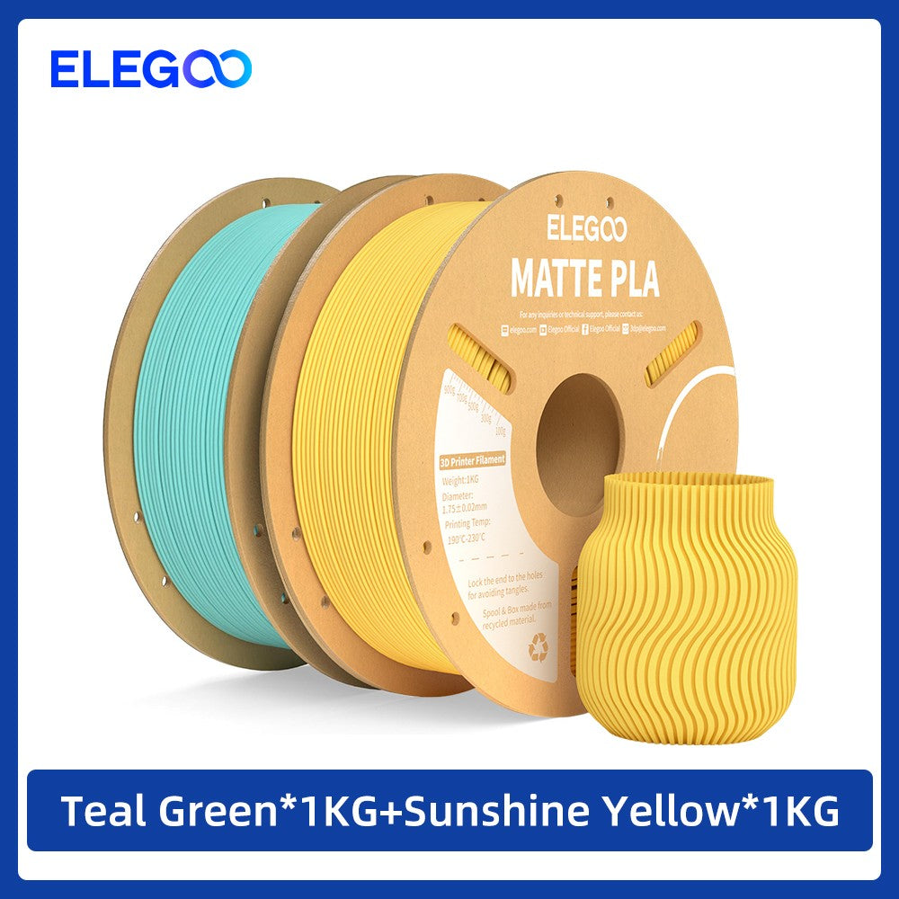 Filamento PLA Mate ELEGOO 1KG, 1.75mm para Impresora 3D FDM, Precisión Dimensional +/- 0.02mm, Bobina de Cartón de 1kg (2.2lbs)