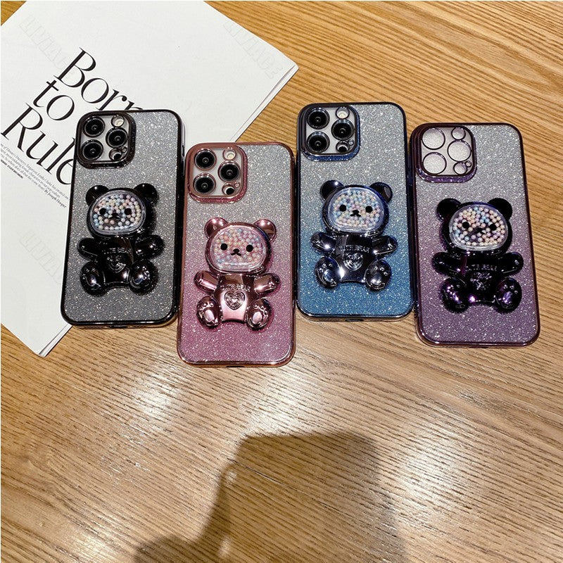 A 31 A 51 A 71 Glitter Bling Bear funda de silicona con soporte para teléfono para Samsung Galaxy A31 A51 A71 4G chica mujer soporte contraportada