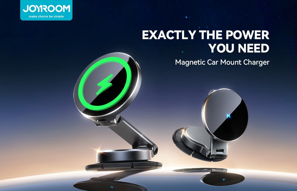Joyroom Soporte magnético para automóvil N55 Imán fuerte 15W Carga inalámbrica 360 °   Cargador de coche plegable del tenedor del teléfono de la rotación para el iPhone 16