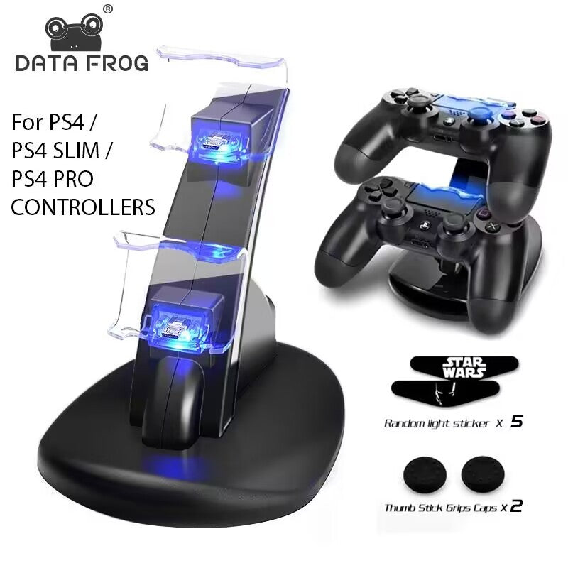 Cargador de controlador DATA FROG para PlayStation 4, estación de carga USB Dual LED para controlador de juegos Dualshock 4/PS4 Slim Pro