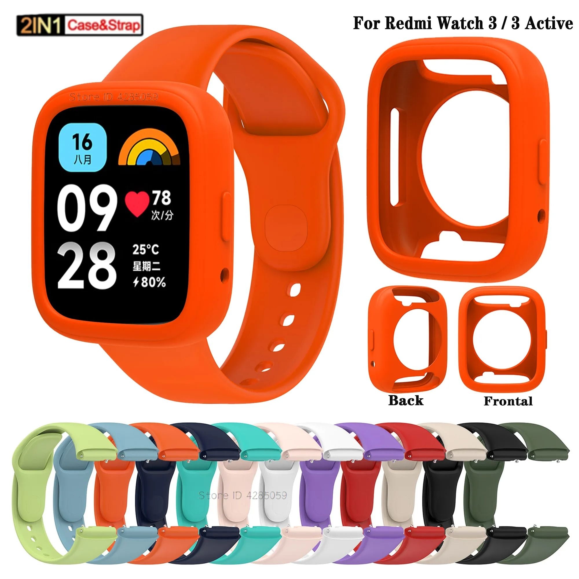Correa de Silicona Oficial del Mismo Modelo para Redmi Watch 3 Active + Funda Protectora para Xiaomi Redmi Watch 3