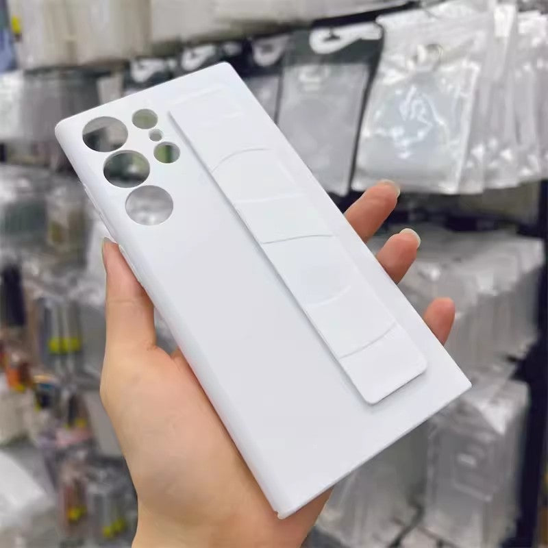 Funda de silicona elástica de lujo con correa para la muñeca para Samsung Galaxy S25Edge S24 S23 Ultra Plus, cubierta fina transparente mate para PC dura a prueba de golpes