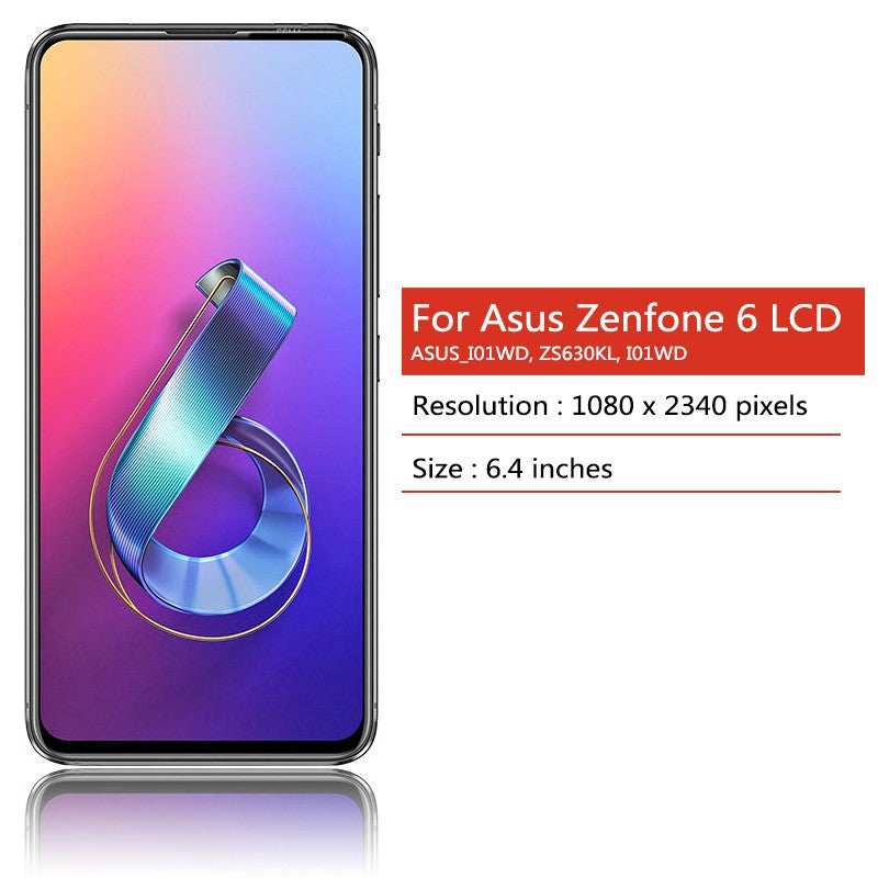Pantalla LCD de 6,4 pulgadas para Asus Zenfone 6 ZS630KL, montaje de Sensor de Digitalizador de pantalla táctil para ASUS_I01WD Zenfone 6z, marco LCD