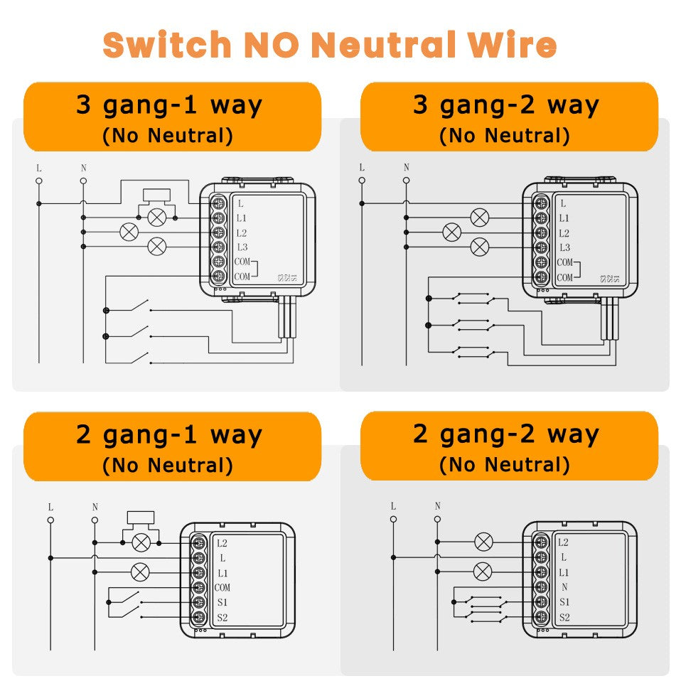Módulo de Interruptor Inteligente Tuya Zigbee, Relé sin Cable Neutro, Control de 2 Vías, 1, 2, 3, 4 Canales, Compatible con Alexa y Google Home