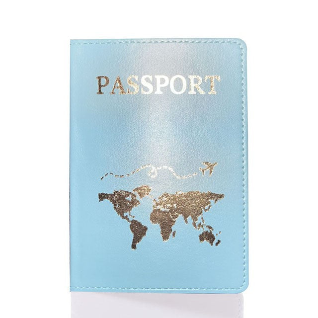 Amante el mapa del mundo cubierta de pasaporte estampado en caliente avión Simple mujeres hombres viaje pasaporte estuche protector moda regalo de boda