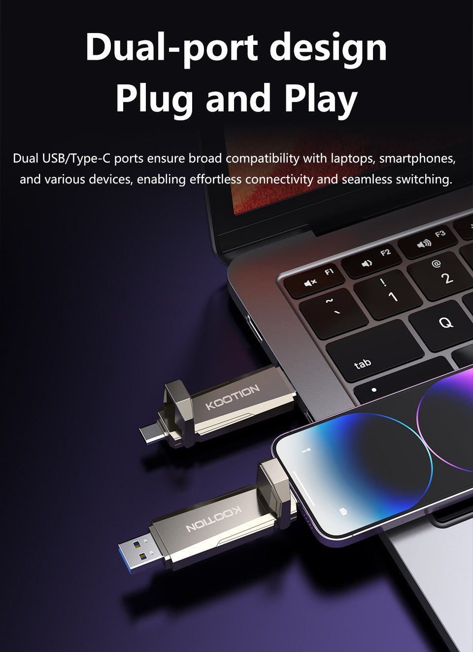 KOOTION U52 unidad de bolígrafo portátil de estado sólido USB 3,2 Gen 2 tipo C unidad Flash 1TB 512GB 256GB Pendrive SSD externo para PC iPhone