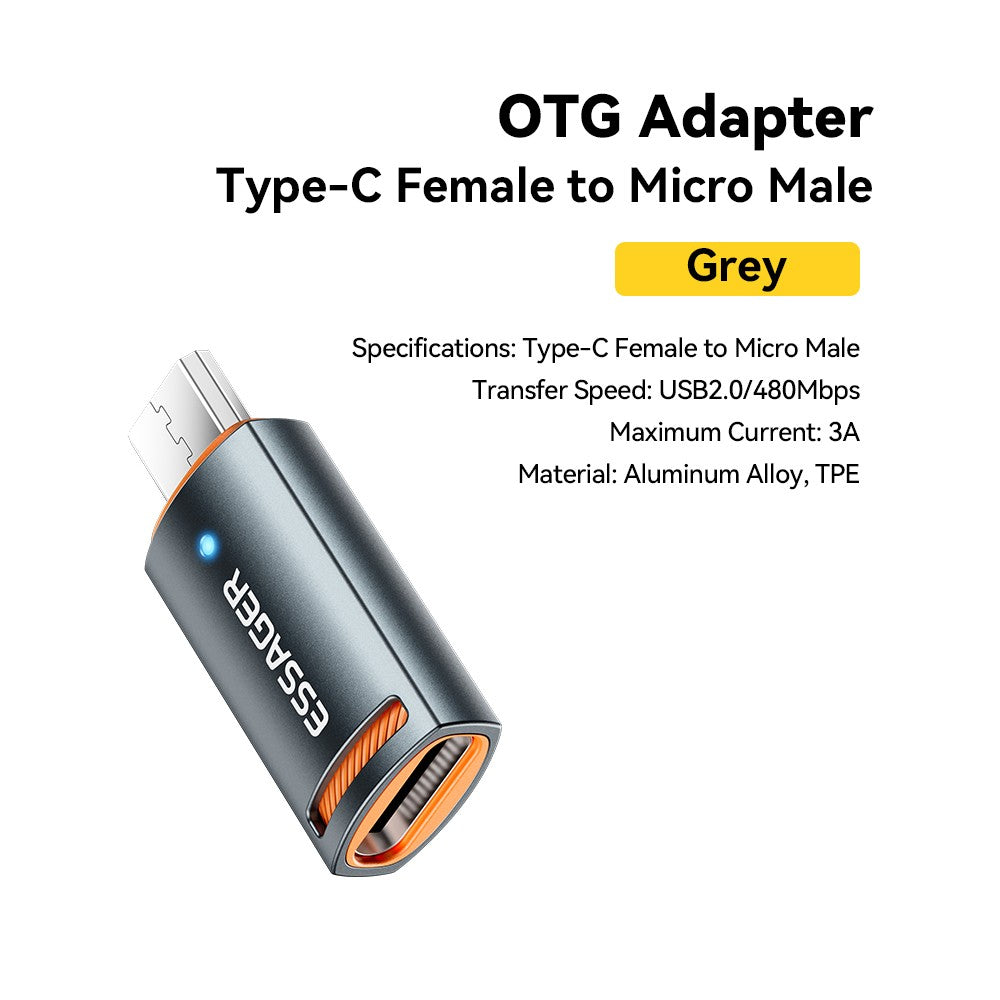 Adaptador Essager USB3.0 OTG tipo C USB-A Micro hembra a USB Micro iP tipo C convertidor macho para Macbook Xiaomi iPhone adaptador OTG
