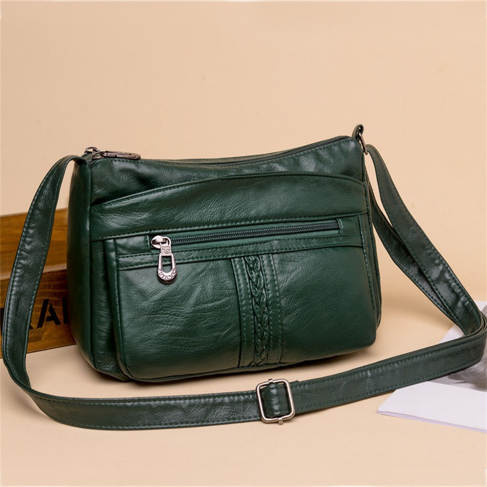 Bolso bandolera de Color liso que combina con todo, bolsos de hombro de alta capacidad para mujer, bolso de mano de piel sintética de alta calidad 2021