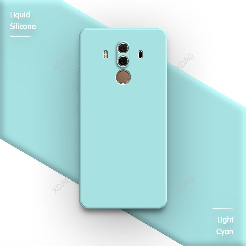 Funda de teléfono oficial de silicona líquida para Huawei Mate10 Mate 10 Pro 10Pro, cubiertas de protección de cámara de Color sólido cuadrado suave para parejas