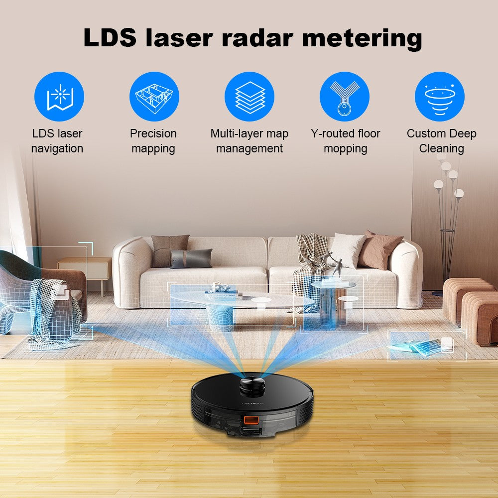 (código promocional: AEGG66)) Robot aspirador Liectroux X6,navegación láser Lidar,6500 pa,mapa de varios pisos,trapear,zona de exclusión de aplicaciones,área selectiva,reanudación de punto de interrupción