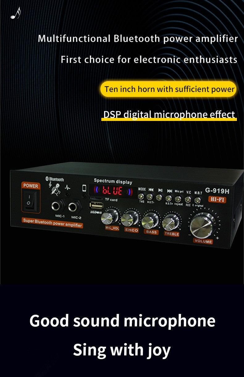 Amplificadores de potencia G919H 1000W para el hogar y el coche, 2 canales, Bluetooth, sonido envolvente, FM, USB, Control remoto, Mini amplificador estéreo Digital HIFI