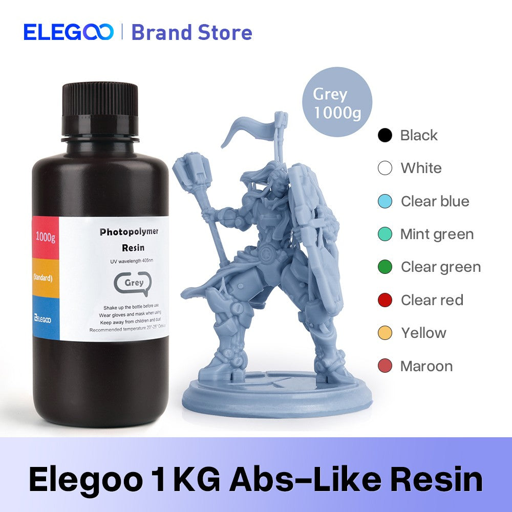 Resina para Impresora 3D Tipo ABS de ELEGOO, Resina de Fotopolimerización Estándar Tipo ABS de 405nm para Impresión 3D LCD, 1000g