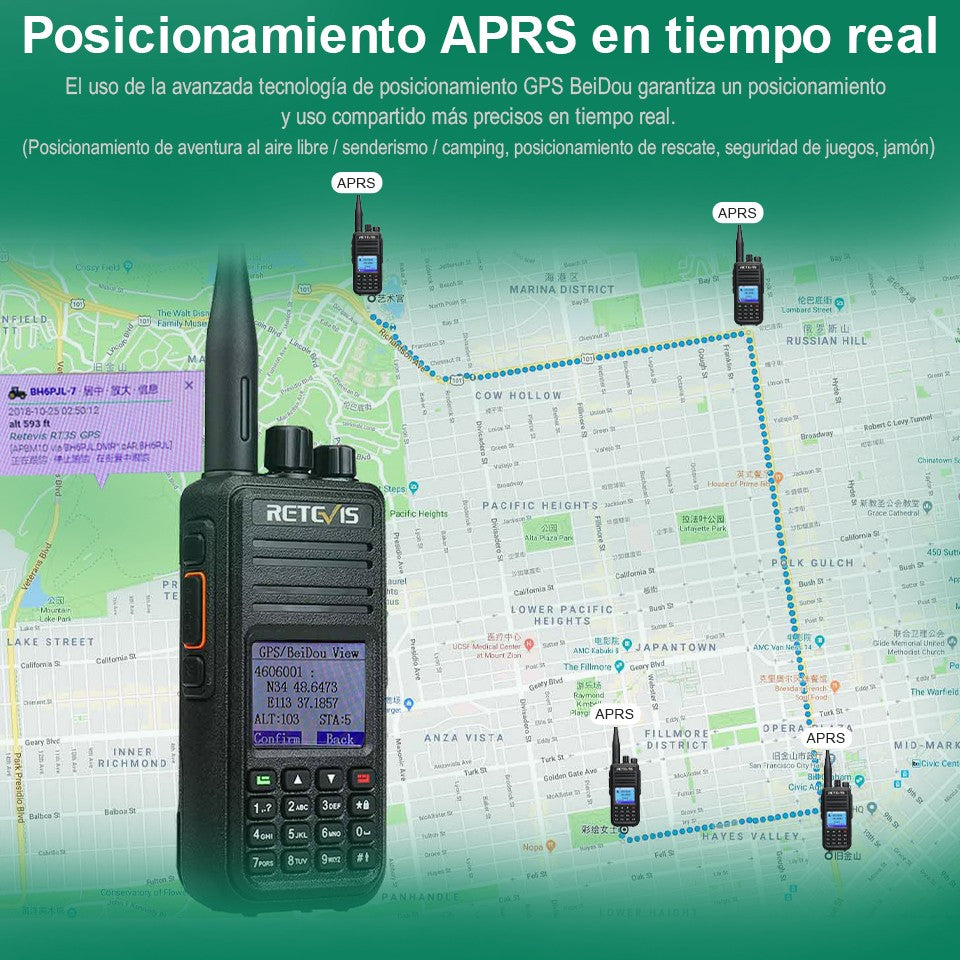 Retevis RT3S DMR walkie talkies de largo alcance radio portátil recargable radio a pilas camping walkie talkie emisora radioaficionado radio emergencia supervivencia profesionales walkie-talkies Cifrado AES256 GPS APRS