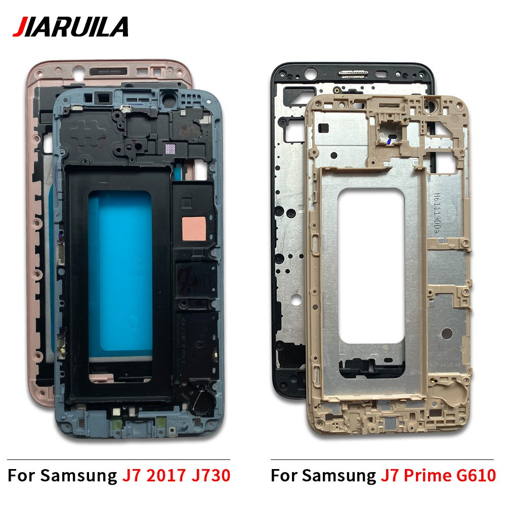 Para Samsung J5 J7 2017 J530 J730 J5 J7 Prime G570 G610 marco medio cubierta de bisel frontal carcasa de chasis placa trasera soporte LCD