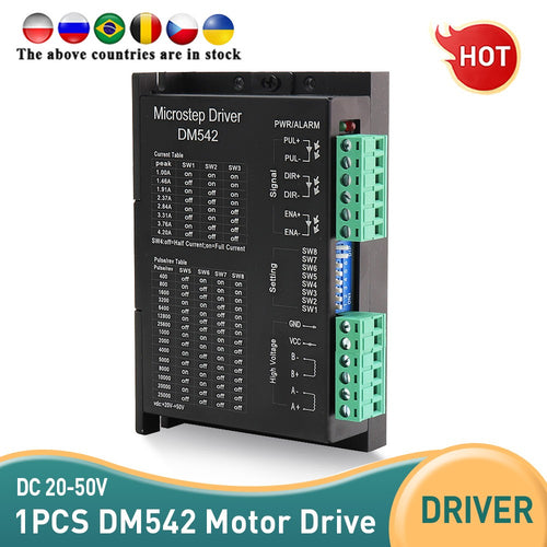 1 Uds DM542 controlador de accionamiento Leadshine controlador de Motor paso a paso Digital bifásico 20-50 VDC máx. 4.2A para motor serie 57