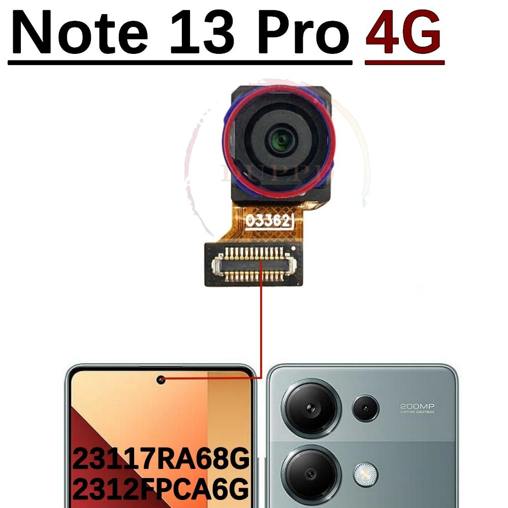 Cámara principal trasera para Xiaomi Redmi Note 13 Pro Note13Pro 4G 5G, piezas de Cable flexible de módulo de cámara frontal pequeña
