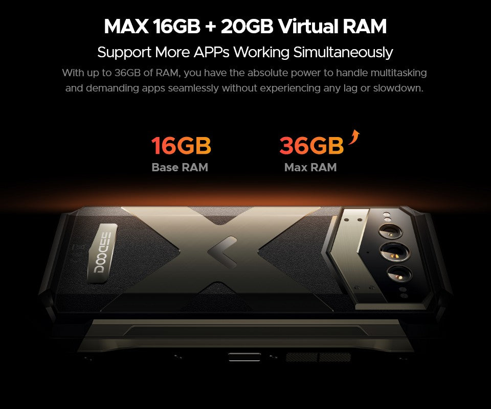 Versión Global DOOGEE V Max Plus 5G teléfono resistente 6,58 "36GB(16 +20) 512GB 200MP cámara AI 22000mAh efecto de iluminación NFC 5G teléfono