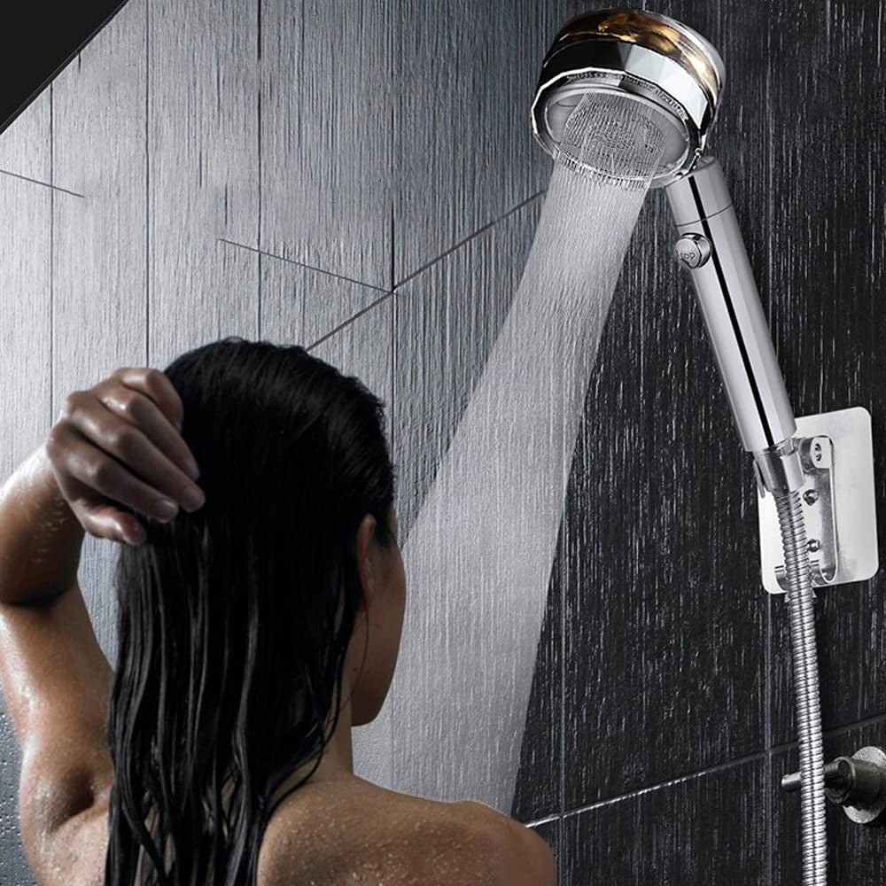 Nuevo cabezal de ducha con flujo de ahorro de agua, rotación de 360 grados con ventilador pequeño, boquilla de pulverización de alta presión ABS para lluvia, accesorios de baño