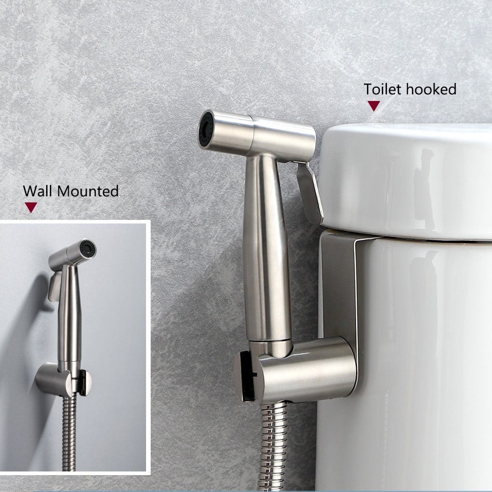 Set de Rociador Bidé Portátil para Inodoro, Grifo Bidé de Mano de Acero Inoxidable para Baño, Rociador de Mano con Cabezal de Ducha Autolimpiante