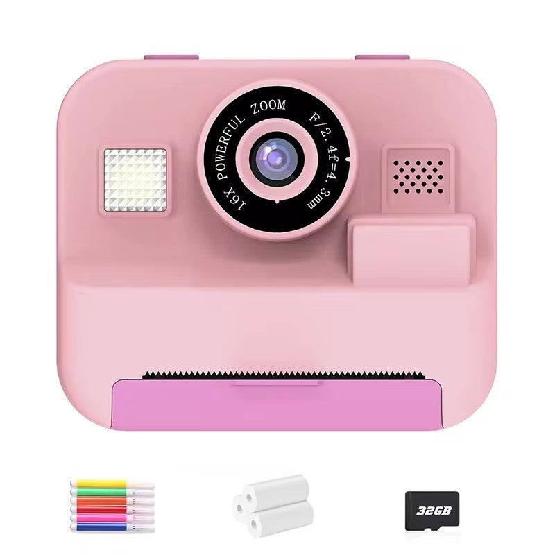 Mini cámara de vídeo digital para niños con impresión térmica y estabilización de imágenes múltiples, tarjeta de 32 GB incluida