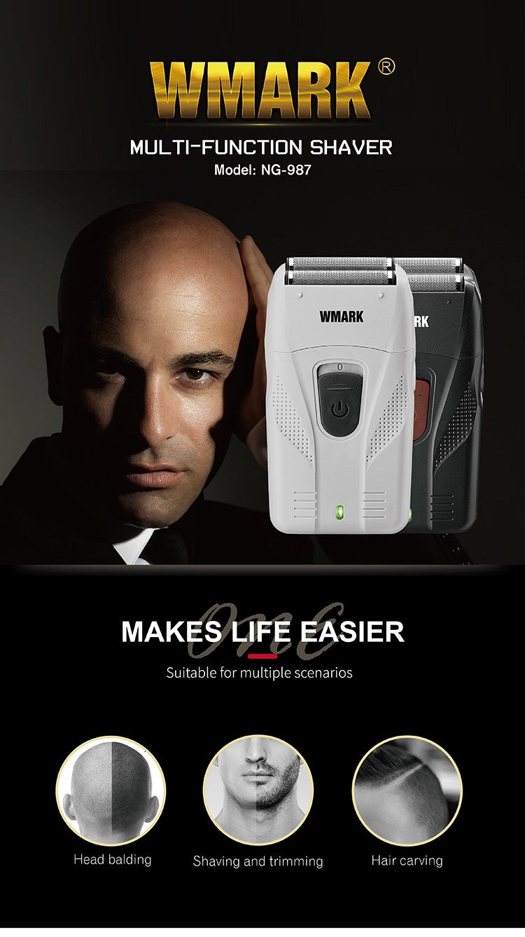 WMARK-afeitadora de barbero NG-987, máquina de afeitar eléctrica con USB, con cabezal de aceite, color blanco