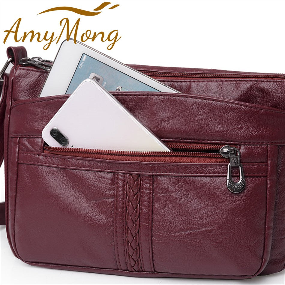 Bolso bandolera de Color liso que combina con todo, bolsos de hombro de alta capacidad para mujer, bolso de mano de piel sintética de alta calidad 2021
