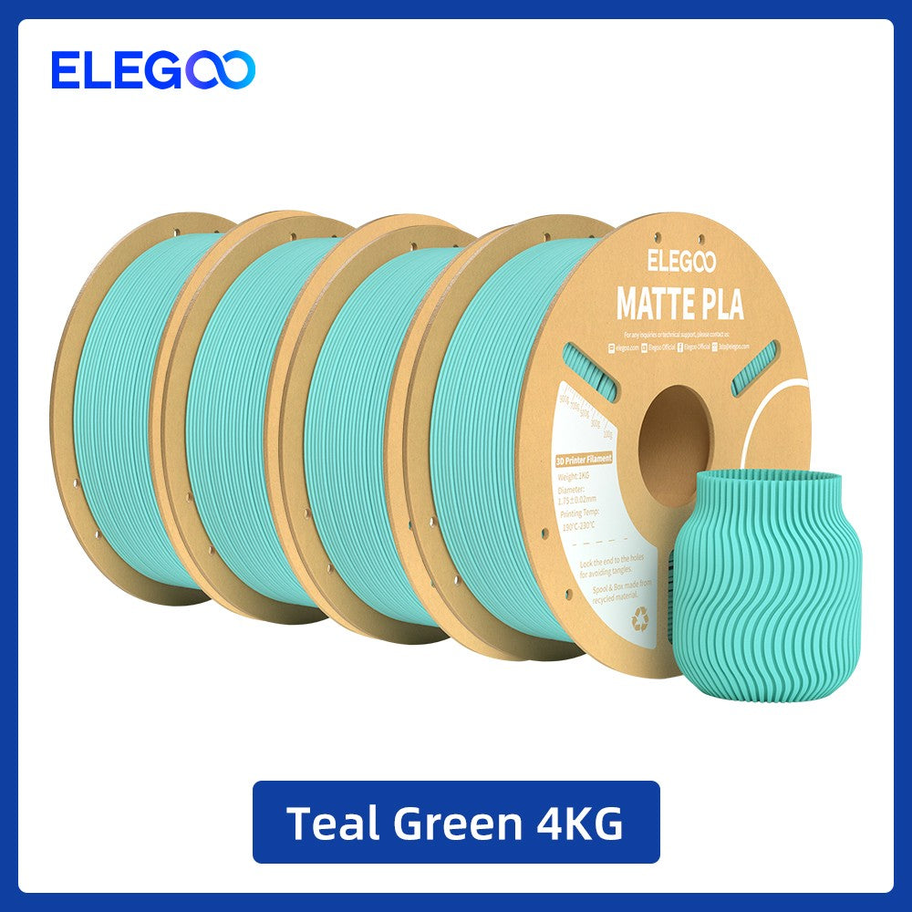Filamento PLA Mate ELEGOO 1KG, 1.75mm para Impresora 3D FDM, Precisión Dimensional +/- 0.02mm, Bobina de Cartón de 1kg (2.2lbs)