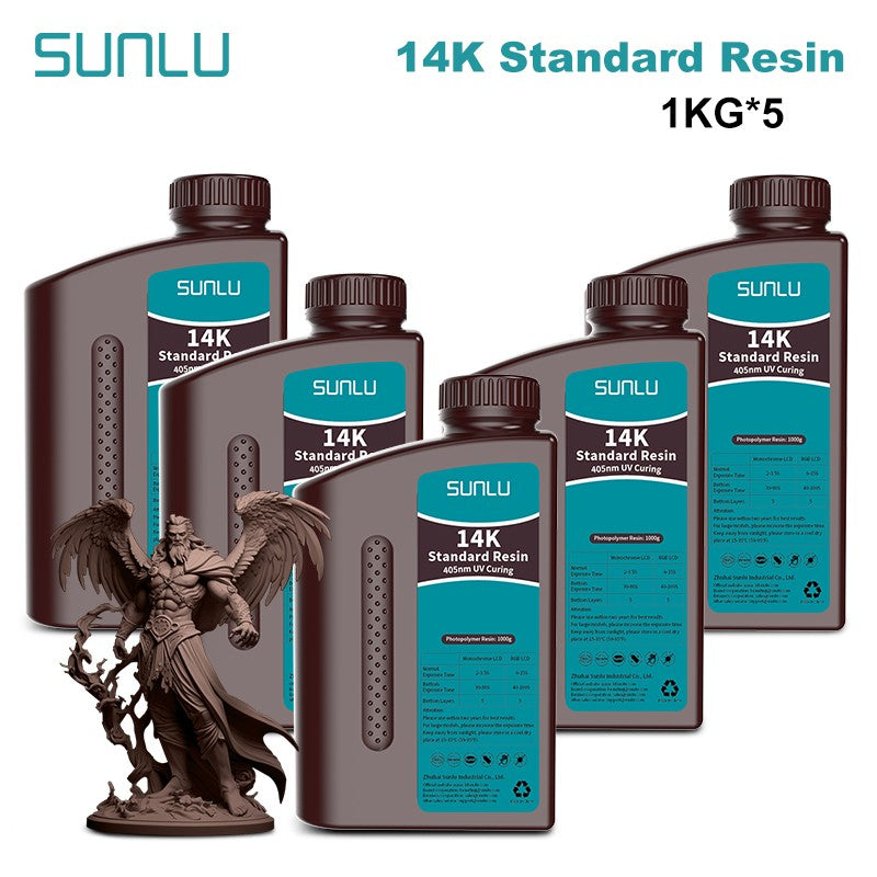Resina SUNLU 5KG Standard Plus/14K, 1KG/Botella, Resina Fotopolímera de Curado Rápido UV de 405nm para Impresora 3D LCD