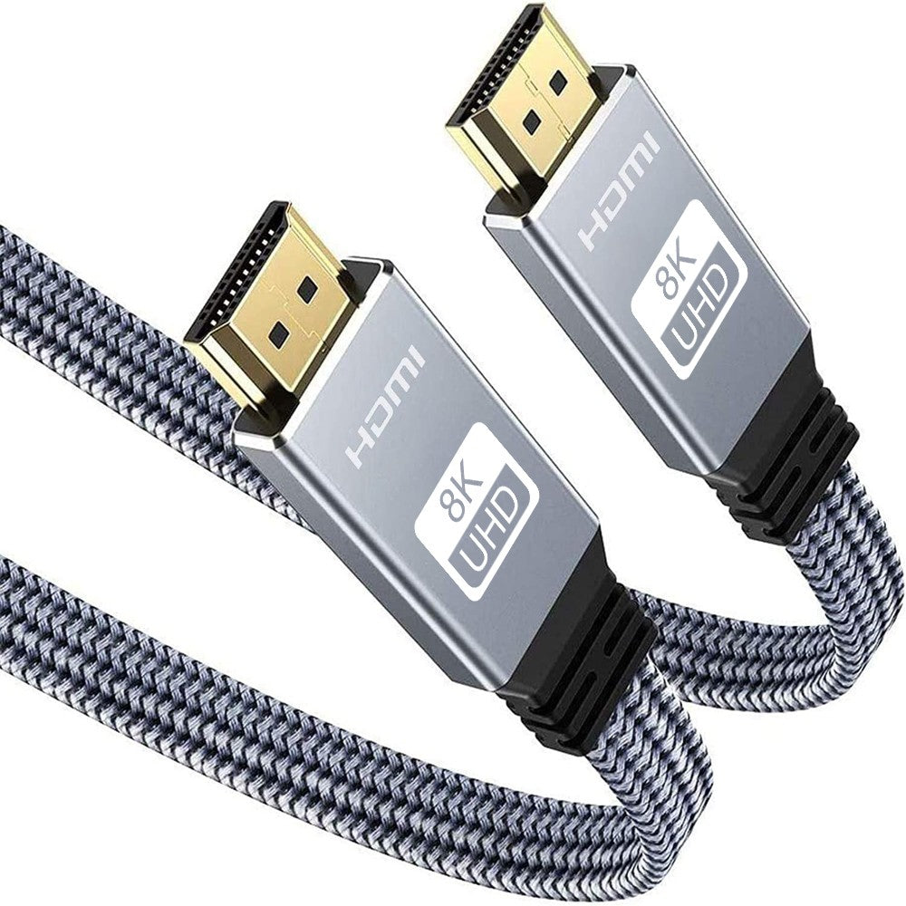 Cable plano HDMI 8K 48Gbps de alta velocidad 8K60 4K120 144Hz Cable trenzado HDMI 2,1 3D eARC HDCP 2,2 y 2,3 Compatible con Roku TV/PS5