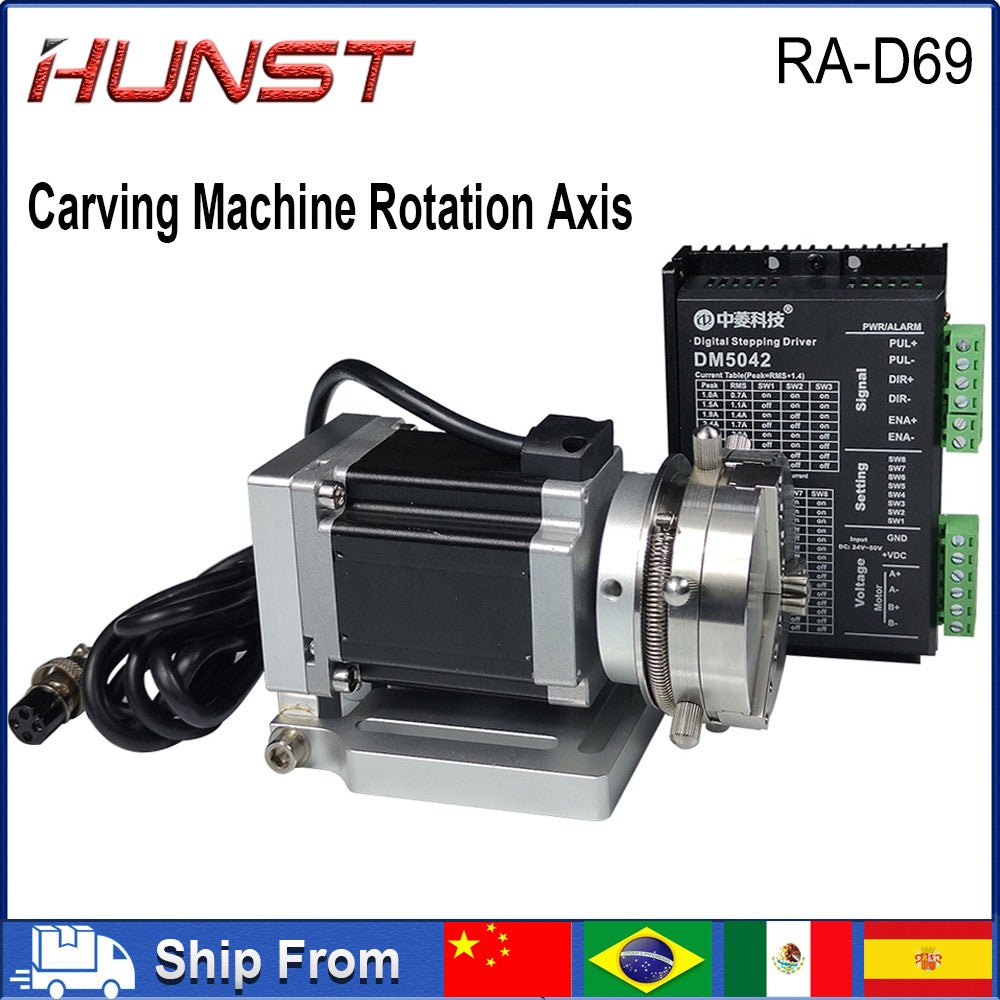 Máquina de Marcado Láser CNC Hunst D69 con Eje Rotatorio para Grabado de Anillos, Pulseras y Joyería, Accesorio Rotatorio con Bloqueo Automático